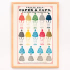 Colorful print of campaign capes and caps by Philip Hill titled Capes & Caps for Presidential Campaign of 1868. Poster displaying colorful capes and caps for Presidential Campaign; artwork titled Capes & Caps by anonymous artist.