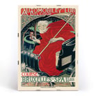 Artwork Automobile Club Belgique Course Bruxelles – Spa by Georges Gaudy featuring an artistic depiction of a driver in a classic car. Poster by Georges Gaudy titled Automobile Club Belgique Course Bruxelles – Spa depicting a figure in red cloak holding hourglass.