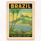 Scenic Brazilian landscape with Sugarloaf Mountain by Waldomiro Goncalves Christino titled Brazil 1. Vintage travel poster art for Brazil featuring Sugarloaf Mountain and palm trees Brazil 1 by Waldomiro Goncalves Christino