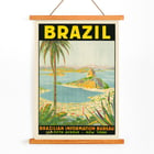 Colorful vintage travel poster featuring a scenic view of Brazil by Waldomiro Goncalves Christino titled Brazil 2. Poster showcasing a scenic view of Brazil with mountains and bay from Brazil 2 by Waldomiro Goncalves Christino.