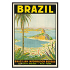 Colorful vintage travel poster featuring a scenic view of Brazil by Waldomiro Goncalves Christino titled Brazil 2. Poster showcasing a scenic view of Brazil with mountains and bay from Brazil 2 by Waldomiro Goncalves Christino.