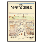 Le New Yorker de Saul Steinberg dépeint une vue fantaisiste d'un paysage urbain. Œuvre d'art Poster montrant un paysage urbain stylisé avec la 9e et la 10e avenue par Saul Steinberg intitulée The New Yorker