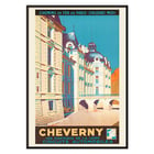 Poster art by Alex Garbell titled Cheverny Les Châteaux De La Loire Circuits Automobiles featuring a historic building with an archway and towers. Poster titled Cheverny Les Châteaux De La Loire Circuits Automobiles by artist Emile-Allain Séguy depicting a castle in vibrant colors.