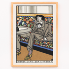 Man lounging in ornate café setting by Moriz Jung titled Viennese Café The Man of Letters Poster of a man in a suit lounging on a floral patterned bench at a table titled Viennese Café The Man of Letters by Moriz Jung
