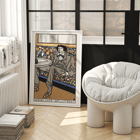 Man lounging in ornate café setting by Moriz Jung titled Viennese Café The Man of Letters Poster of a man in a suit lounging on a floral patterned bench at a table titled Viennese Café The Man of Letters by Moriz Jung