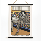 Man lounging in ornate café setting by Moriz Jung titled Viennese Café The Man of Letters Poster of a man in a suit lounging on a floral patterned bench at a table titled Viennese Café The Man of Letters by Moriz Jung