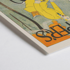 Illustration of a man riding a bicycle in autumn landscape Harper for October by Edward Penfield Poster of a man in a yellow outfit riding a bicycle with the title Harpers October by Edward Penfield displayed at the top and bottom.