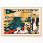 Sailing scene with elegantly dressed figures by Joan Llaverias titled Real Club de Barcelona Poster for Real Club de Barcelona by Joan Llaverias featuring people in maritime attire with sailboats in the background.