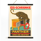 Panther Sind die Besten Swiss Poster by Panther Panther Sind die bester Swiss poster featuring a panther eating sausages from an icebox lithograph by Lith Wolf