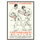 Boxing Match Illustration by Eric Rohman titled Match of the Century Dempsey Vs Carpentier Poster exhibiting two boxers mid-fight for Match of the Century Dempsey Vs Carpentier by Eric Rohman with Swedish text.