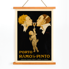Porto Ramos-Pinto by René Vincent art with two people and a cherub holding a wine glass Poster for Porto Ramos-Pinto by René Vincent featuring two people about to kiss over a glass of wine held by a cherub.