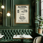 Poster promuove il divieto di alcol da parte del Dominion Scientific Temperance Committee mostrando immagini contrastanti sugli usi dell'alcol Poster promuove il divieto di alcol da parte del Dominion Scientific Temperance Committee intitolato Alcohol A Blessing A Curse con auto e bottiglie