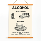 Poster promuove il divieto di alcol da parte del Dominion Scientific Temperance Committee mostrando immagini contrastanti sugli usi dell'alcol Poster promuove il divieto di alcol da parte del Dominion Scientific Temperance Committee intitolato Alcohol A Blessing A Curse con auto e bottiglie