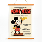 Pôster do Mickey Mouse com arte de Ub Iwerks intitulada Sound Cartoon Uma história em quadrinhos da Walt Disney mostrando o Mickey sorrindo com luvas amarelas e shorts vermelhos