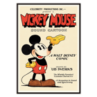 Pôster do Mickey Mouse com arte de Ub Iwerks intitulada Sound Cartoon Uma história em quadrinhos da Walt Disney mostrando o Mickey sorrindo com luvas amarelas e shorts vermelhos