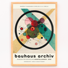 Cartel de la exposición Bauhaus Círculos en un círculo de Wassily Kandinsky con formas geométricas abstractas Póster Círculos en un círculo de Wassily Kandinsky para la exposición Bauhaus Archiv que presenta una composición abstracta de círculos y líneas