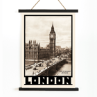 Vintage view of Houses of Parliament and Big Ben in London by Dixon Scott. Poster titled London- Houses of Parliament and Big Ben by Dixon Scott featuring iconic landmarks with sepia-toned imagery