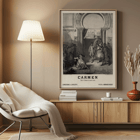 Promotional artwork for Carmen by Georges Bizet published by Choudens Poster featuring the artwork Carmen by Georges Bizet with characters in a dramatic scene under an archway.
