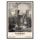 Promotional artwork for Carmen by Georges Bizet published by Choudens Poster featuring the artwork Carmen by Georges Bizet with characters in a dramatic scene under an archway.