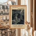 Artistic poster for Claude Debussy and Maurice Maeterlinck's Pelléas et Mélisande at the Théâtre de l'Opéra-Comique featuring characters by a river. Poster for the premiere of Claude Debussy and Maurice Maeterlinck's Pelléas et Mélisande at the Théâtre de l'Opéra-Comique.