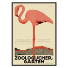 Poster featuring a flamingo and zoo building background from Zoologischer Garten by Julius Klinger Poster titled Zoologischer Garten by Julius Klinger featuring an illustration of a pink flamingo and a building facade below it.