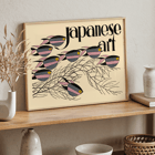 Japanese Art by Julius Klinger featuring colorful fish illustration. Poster of fish and seaweed with text Japanese Art by Julius Klinger