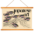 Japanese Art by Julius Klinger featuring colorful fish illustration. Poster of fish and seaweed with text Japanese Art by Julius Klinger