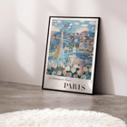 Raoul Dufy artwork Le Printemps en France depicting Paris with Eiffel Tower and flowers. Poster of Paris scene with Eiffel Tower and flowers Le Printemps en France by Raoul Dufy.