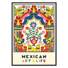 Illustration d'art populaire colorée de Mexican Art and Life par Carlos Merida mettant en vedette des oiseaux et des musiciens vibrants. Affiche d'art populaire colorée avec des musiciens, des fleurs, des oiseaux et des motifs vibrants. Numéro Art et Vie Mexicains par Anonymous.