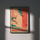 Art Nouveau poster featuring a woman drawing by Emile Berchmans titled L'Art Independant. Poster of a woman drawing with text advertising various art forms L'Art Independant by Emile Berchmans Paris location included