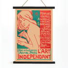 Art Nouveau poster featuring a woman drawing by Emile Berchmans titled L'Art Independant. Poster of a woman drawing with text advertising various art forms L'Art Independant by Emile Berchmans Paris location included