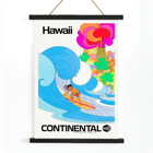 Continental Hawaii Airline Surf artwork featuring a colorful surfing scene by artist. Poster of a surfer riding a wave in vibrant colors promoting Hawaii by Continental Airline titled Surf by Anonymous.