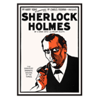 Sherlock Holmes Theater Poster by Conan Doyle and William Gillette featuring dramatic illustration with pipe. Sherlock Holmes Theater Poster featuring dramatic illustrated portrait of detective with a pipe by Arthur Conan Doyle and William Gillette