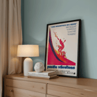 Pacific Vibrations Surfing Documentary Poster by John Severson Featuring Colorful Surfer Illustrations Colorful poster of a surfer on a wave for the surfing documentary Pacific Vibrations by John Severson.