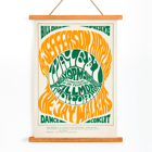 Psychedelic concert poster by Wes Wilson featuring The Jefferson Airplane Jay Walkers at Fillmore Auditorium. Poster design by Wes Wilson for The Jefferson Airplane Jay Walkers at Fillmore Auditorium with vibrant orange and green text.