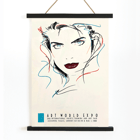 Portrait of a woman by Dennis Mukai titled Female Portrait Metropolis Julie at Art World Expo Poster featuring the female portrait artwork Metropolis Julie by Dennis Mukai with colorful abstract lines and bold lips.