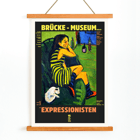 Brucke museum exhibition poster of Female Artist by Ernst Ludwig Kirchner showing an expressionist scene. Brücke museum exhibition poster featuring Female Artist by Ernst Ludwig Kirchner with a colorful expressionist painting.