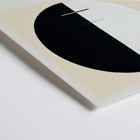 Exhibition poster titled Buddha's Standpoint in the Earthly Life by artist Hilma Af Klint featuring abstract black and white circle design. Exhibition poster with abstract artwork Buddha's Standpoint in the Earthly Life by Hilma Af Klint featuring a circle design.