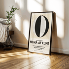 Abstract artwork The Current Standpoint of the Mahatmas by Hilma Af Klint featuring geometric shapes Poster of Hilma Af Klint's artwork The Current Standpoint of the Mahatmas featuring a black and white abstract circular design.