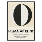 Abstract artwork The Current Standpoint of the Mahatmas by Hilma Af Klint featuring geometric shapes Poster of Hilma Af Klint's artwork The Current Standpoint of the Mahatmas featuring a black and white abstract circular design.