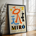 Exhibition poster inspired by Joan Miro featuring abstract shapes from Parler Seul Exhibition poster inspired by artwork Parler Seul by Joan Miro featuring colorful abstract shapes and bold typography.