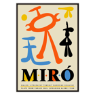 Exhibition poster inspired by Joan Miro featuring abstract shapes from Parler Seul Exhibition poster inspired by artwork Parler Seul by Joan Miro featuring colorful abstract shapes and bold typography.