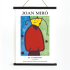 Cartel de la exposición El Comienzo de Joan Miró con un diseño abstracto y colorido. Cartel de la exposición El Comienzo inspirado en Joan Miró que presenta formas abstractas y colores vibrantes en una exhibición enmarcada.