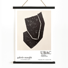Ardoises Empreintes Exhibition Poster by Raoul Ubac Featuring Abstract Black Shapes Black abstract design on a white exhibition poster titled Ardoises Empreintes by artist Raoul Ubac from Galerie Maeght Paris.