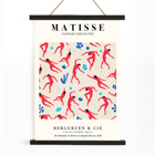 Matisse Dancing Figures Exhibition Poster featuring red cut-out figures on a patterned background with exhibition details.