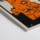 Colorful expressionist portrait poster by Egon Schiele titled Shaw or Irony Lecture by Egon Friedell. Poster titled Shaw or Irony Lecture by Egon Friedell by Egon Schiele depicting an abstract portrait with bold colors and text.