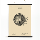 Detailed sketch of golf ball interior structure by R.B. Cavanagh titled Golf Ball Patent Poster featuring a detailed technical drawing of a golf ball patent by R B Cavanagh with labeled internal structure and design elements.