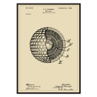 Detailed sketch of golf ball interior structure by R.B. Cavanagh titled Golf Ball Patent Poster featuring a detailed technical drawing of a golf ball patent by R B Cavanagh with labeled internal structure and design elements.