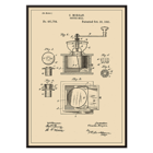 Dibujo mecánico antiguo de un molinillo de café titulado Coffee Mill de C Morgan Póster muestra el boceto de la patente del molino de café de C. Morgan con ilustraciones detalladas y especificaciones técnicas.