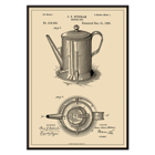 Ilustración de una cafetera de JS Stidham Póster muestra una ilustración de patente de una cafetera titulada Coffee-Pot de JS Stidham, con diseños detallados y dibujos técnicos